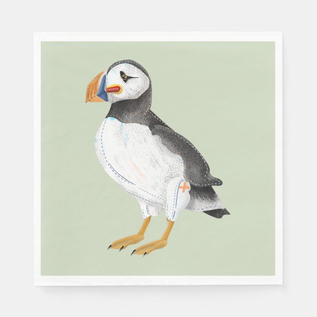 Cute painted puffin napkin (Front)