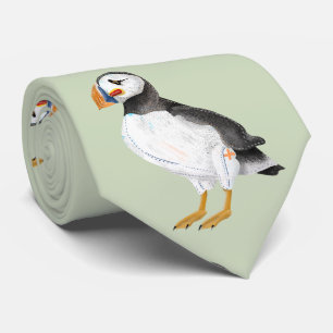 Cute painted puffin tie