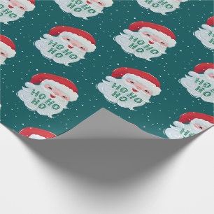 Cute, painted Vintage Santa Claus and Ho Ho Ho  Wrapping Paper