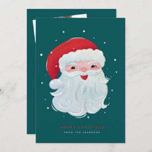 Cute, painted Vintage Santa Claus photo design Holiday Card