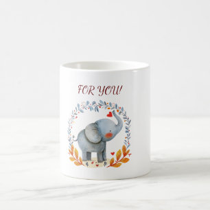 cute painted watercolor elephant  coffee mug