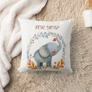 cute painted watercolor elephant cushion