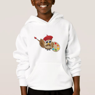 Cute Painter Owl Cartoon