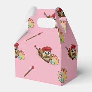 Cute Painter Owl Cartoon Favour Box