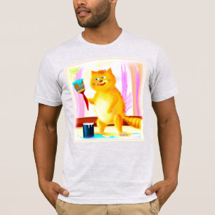Cute Painting Of A Cat Holding A Brush. Buy Now T-Shirt