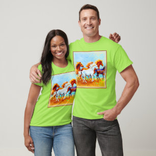 Cute Painting Of Running Horses. Buy Now T-Shirt