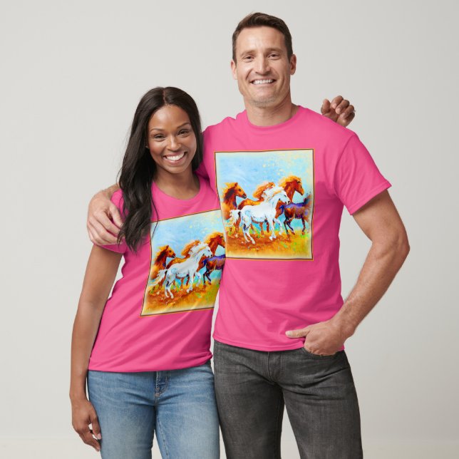 Cute Painting Of Running Horses. Buy Now T-Shirt (Unisex)