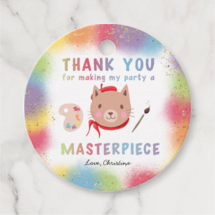 Cute Painting Party Kitty Cat Birthday Favour Tags