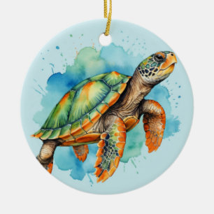 Cute Painting Turtle Ceramic Tree Decoration
