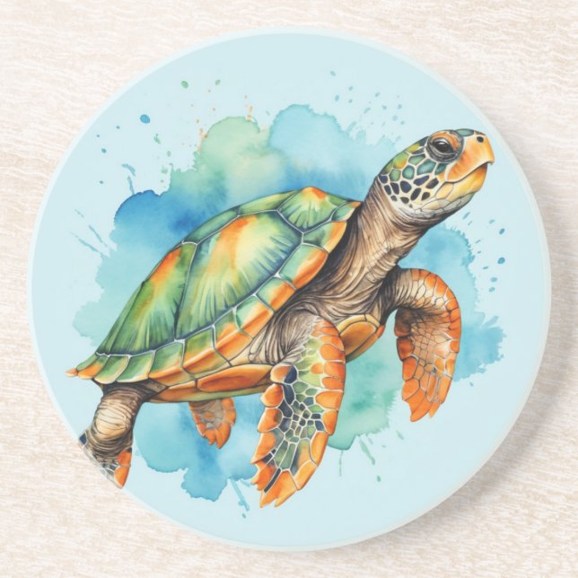 Cute Painting Turtle Coaster (Front)