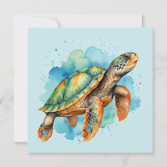 Cute Painting Turtle Invitation (Front)