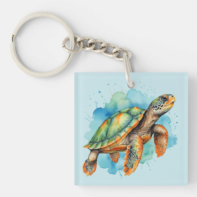 Cute Painting Turtle Key Ring (Front)