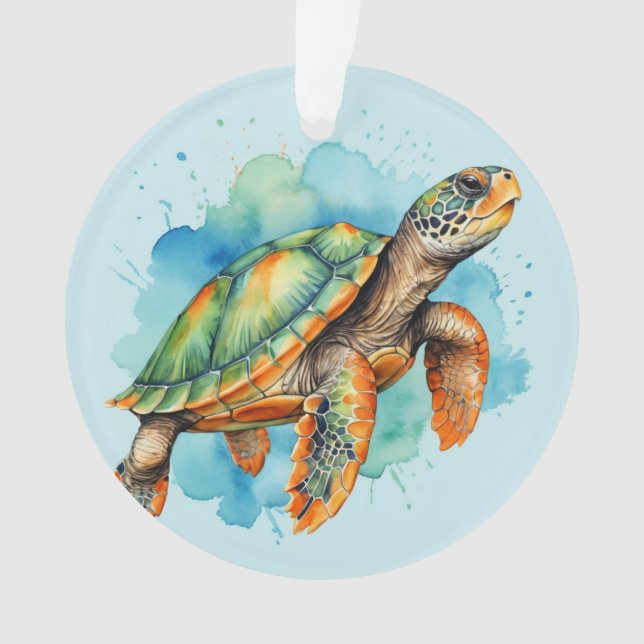 Cute Painting Turtle Ornament (Front)