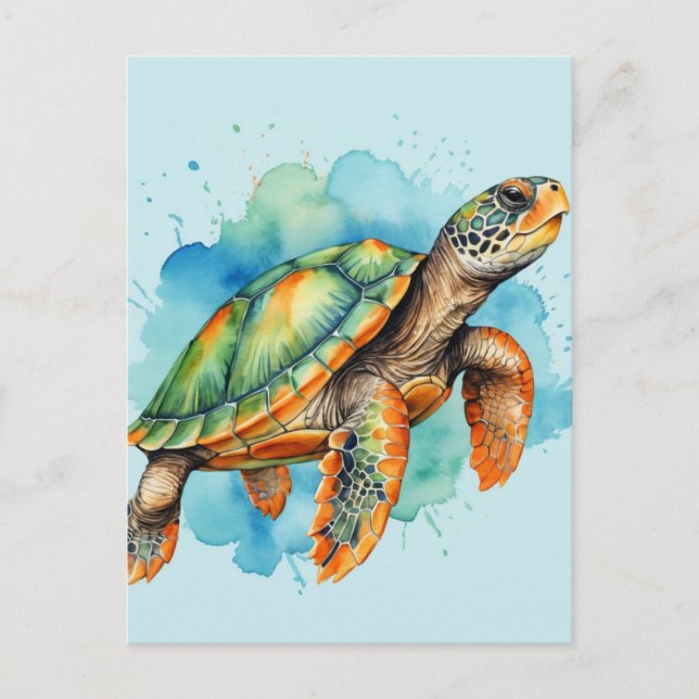 Cute Painting Turtle Postcard (Front)