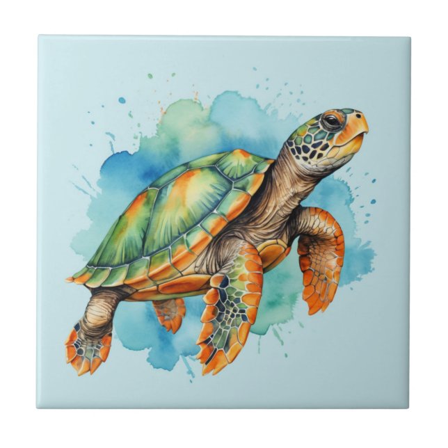 Cute Painting Turtle Tile (Front)
