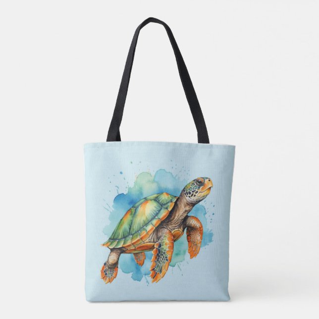 Cute Painting Turtle Tote Bag (Back)