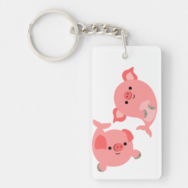 Cute Pair of Cartoon Merpigs Acrylic Keychain (Front)