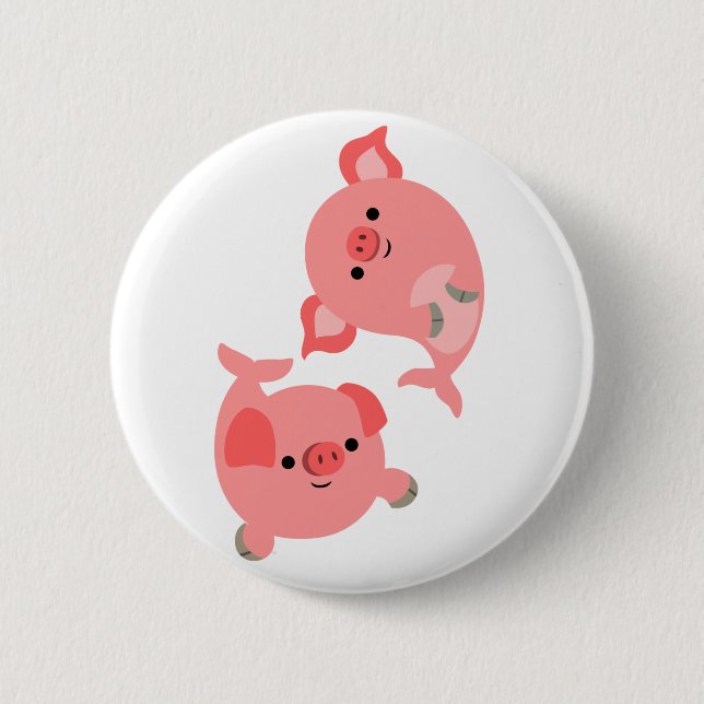 Cute Pair of Cartoon Merpigs Button Badge (Front)