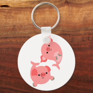 Cute Pair of Cartoon Merpigs Keychain