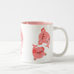 Cute Pair of Cartoon Merpigs Two-Tone Coffee Mug