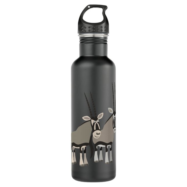 Cute Pair of Cartoon Oryxes 710 Ml Water Bottle (Front)