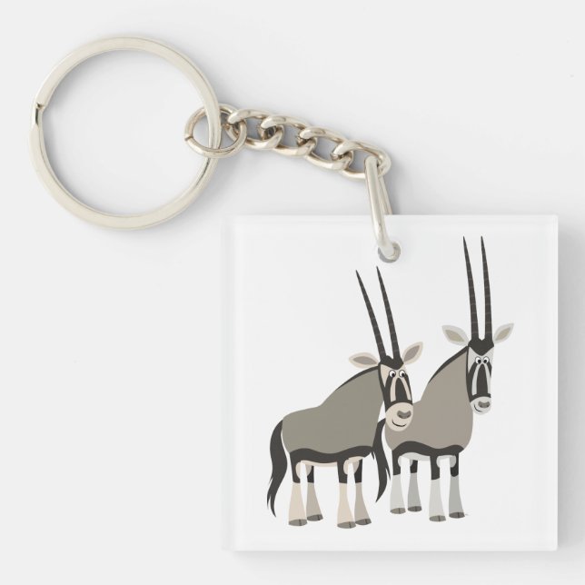 Cute Pair of Cartoon Oryxes Acrylic Keychain (Front)