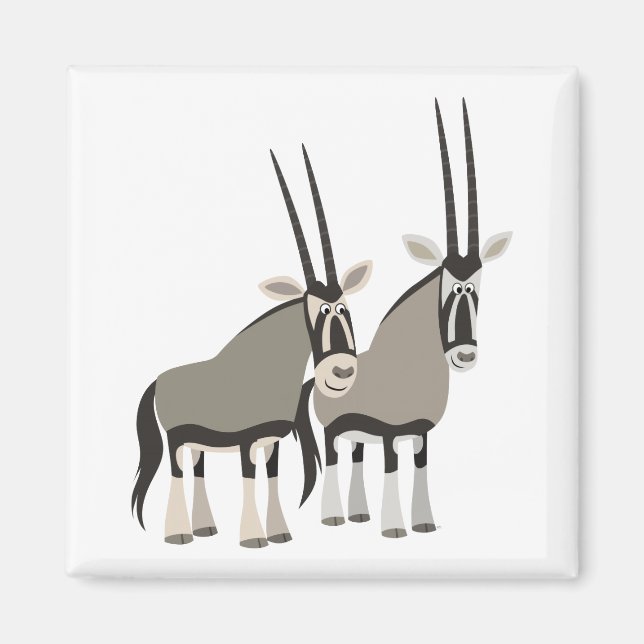Cute Pair of Cartoon Oryxes Magnet (Front)