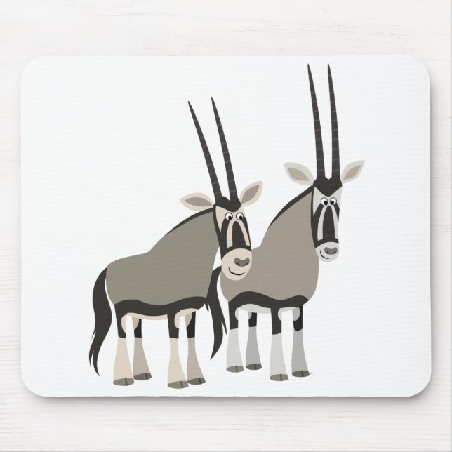Cute Pair of Cartoon Oryxes Mousepad (Front)