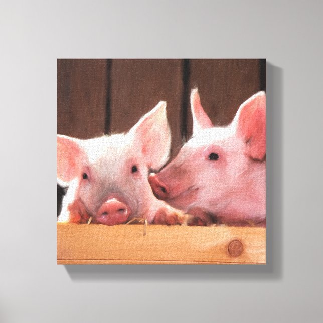 Cute Pair of Pigs Canvas Print (Front)