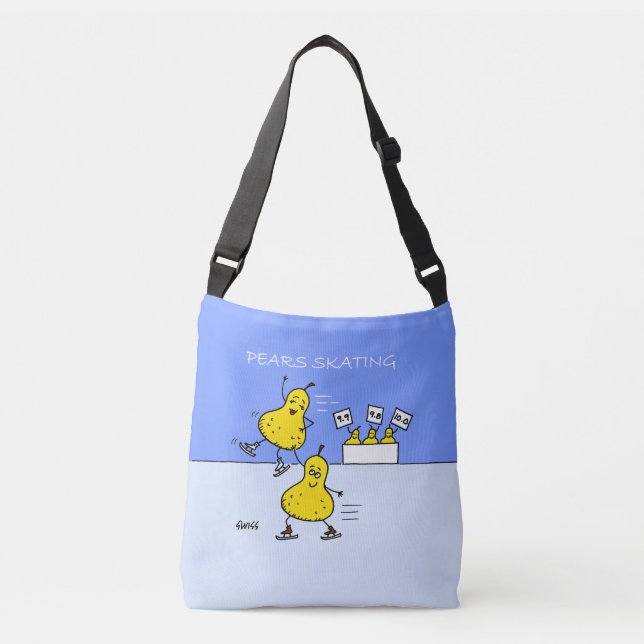 Cute Pairs Figure Skating Cartoon Crossbody Bag (Front)