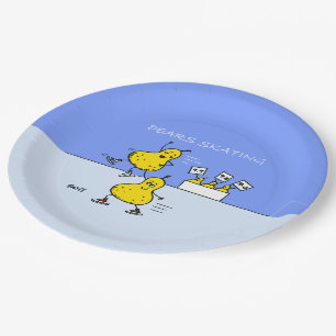 Cute Pairs Figure Skating Funny Pears  Paper Plate