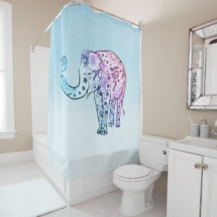 Cute Paisley Elephant Shower Curtain