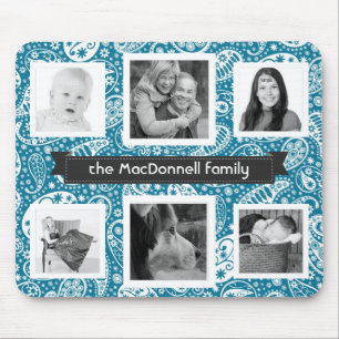 Cute Paisley Pattern Instagram Photo Collage Mouse Mat