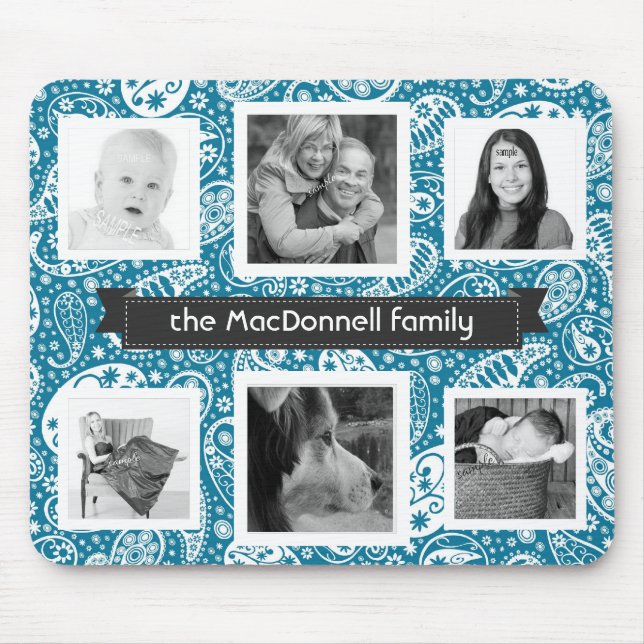 Cute Paisley Pattern Instagram Photo Collage Mouse Mat (Front)
