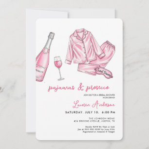Cute Pajamas and Prosecco Bridal Shower Invitation
