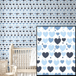 Cute Pale Mid Dark Blue Love Hearts Wallpaper