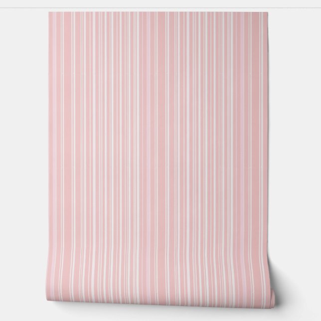 Cute Pale Pink Candy Striped Wallpaper (Unrolling)