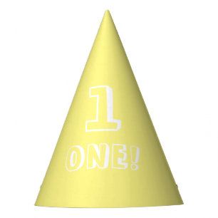 Cute pale yellow custom number age year birthday  party hat