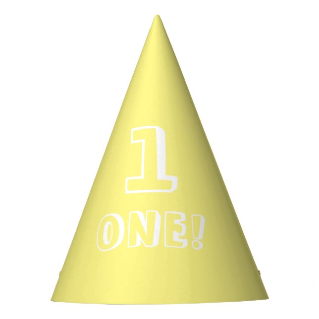 Cute pale yellow custom number age year birthday  party hat (Front)