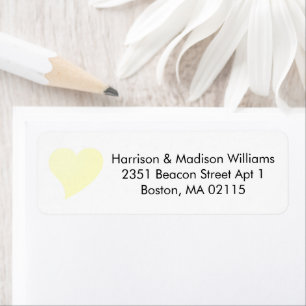Cute pale yellow heart custom Return Address 