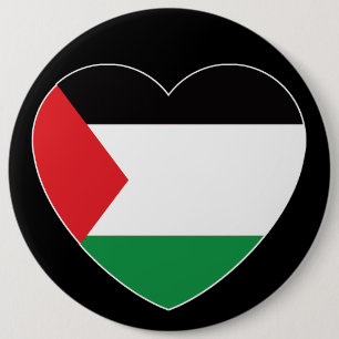 cute palestine flag heart graphic design 6 cm round badge