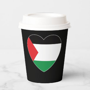 cute palestine flag heart graphic design paper cups
