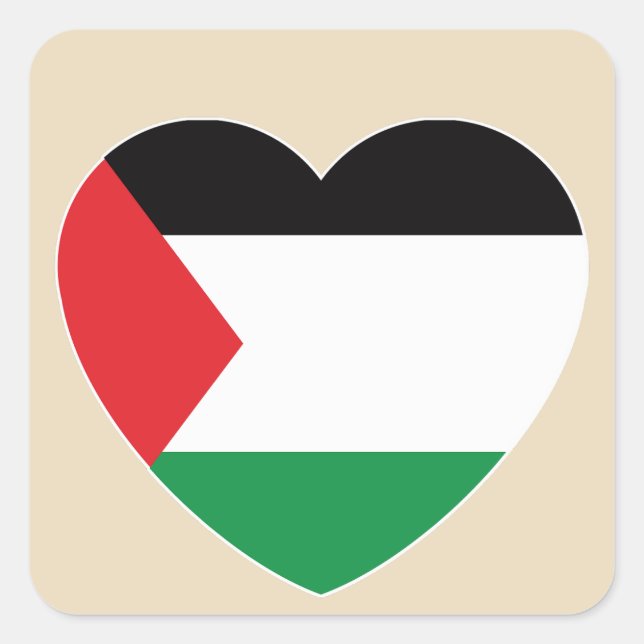 cute palestine flag heart graphic design square sticker (Front)