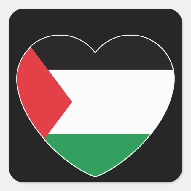 cute palestine flag heart graphic design square sticker (Front)