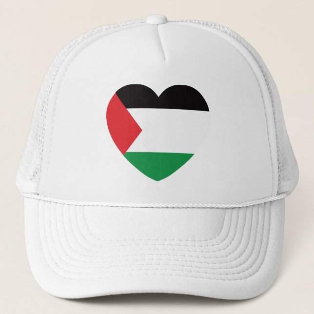 cute palestine flag heart graphic design trucker hat (Front)