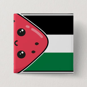 Cute Palestine flag with watermelon-Free Palestin  15 Cm Square Badge