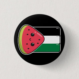 Cute Palestine flag with watermelon-Free Palestin  3 Cm Round Badge