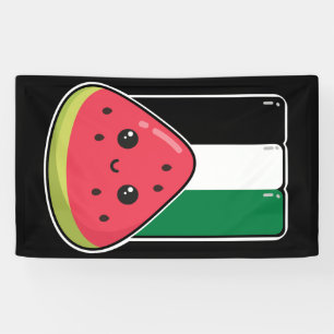 Cute Palestine flag with watermelon-Free Palestin  Banner