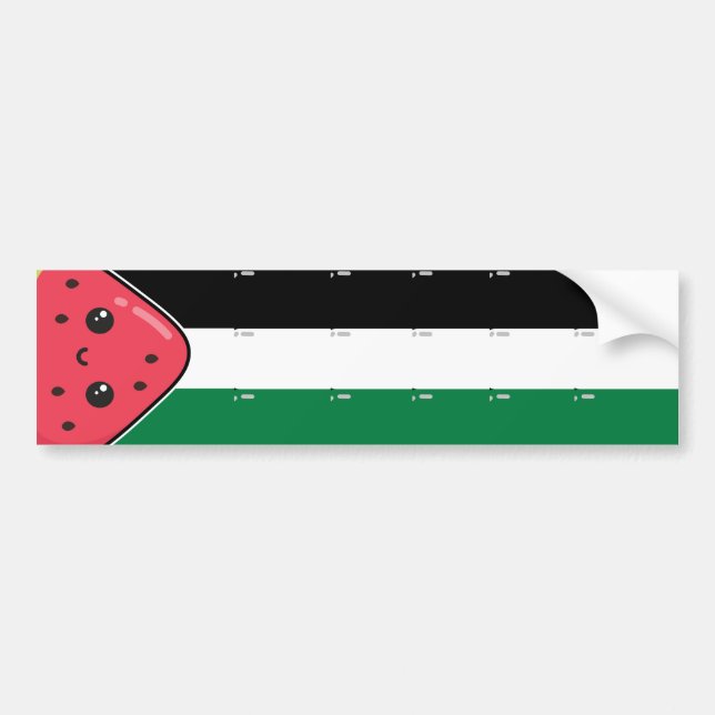 Cute Palestine flag with watermelon-Free Palestin  Bumper Sticker (Front)