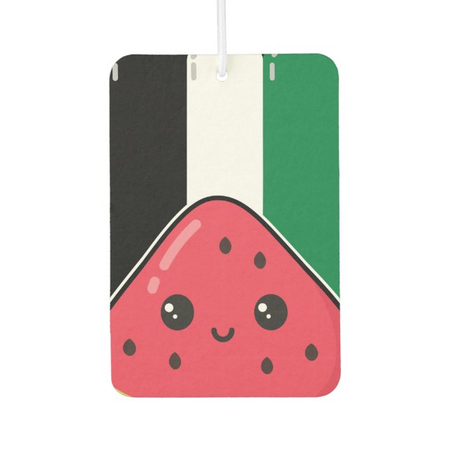 Cute Palestine flag with watermelon-Free Palestin  Car Air Freshener (Front)